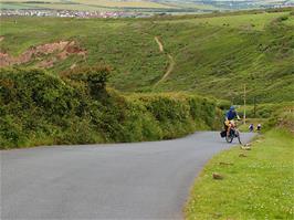 The next climb at Penhalt Cliff, with Widemouth Bay in the distance - new photo for 2025