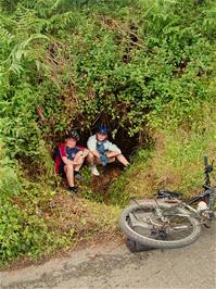 Ashley & Olly find a small cave by the side of the coast road, somewhere near Millook - new photo for 2025