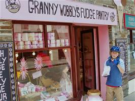 Olly enjoying home-made fudge on the way out of Tintagel