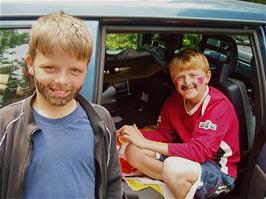 Ashley and Olly show off their face paints back at Buckfastleigh