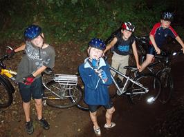 Sam, Olly, Tom and Ashley by the river at the end of Burchetts Wood