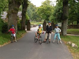 The group at the entrance to Dartington Hall estate near Totnes