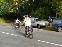 Unloading the bikes near Black Forest Lodge
