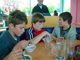 Reuben, Ashley and Zac at Pizza Hut