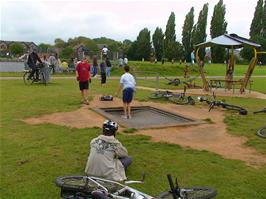 Fred and the other youngsters enjoying the trampoline in Exeter park
