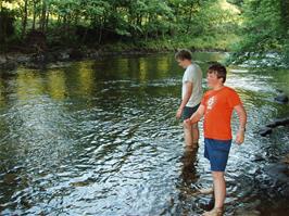 Ryan and Ash enjoying the river Dart at Hembury