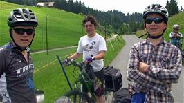 Looking forward to a very long downhill at Saanenmöser, on Route 9, 14.1 miles into the ride