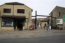 Leaving the Cheddar Gorge Cheese Company after a tour of the factory and shop