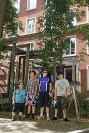 The group outside Basel Youth Hostel