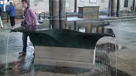 The unique William Pye Water Sculpture that is the font in Salisbury Cathedral