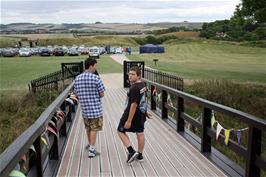 Leaving Old Sarum Keep via the "drawbridge" over the moat