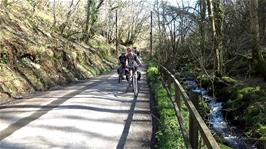 The delightful Broadoak Hill, Martinhoe, leading us down to The Hunters Inn