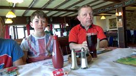 Ready for lunch at the Old Station House Inn, Blackmoor Gate, 8.2 miles into the ride