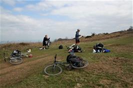 John and Will try to finish their lunch on Lydeard Hill