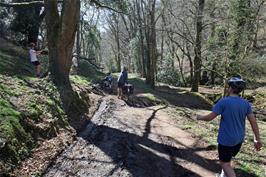 Rope swing fun on the bridleway through Selworthy Combe