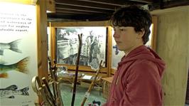 Lawrence checks out the willow canes in the Willow and Wetlands Visitor Centre