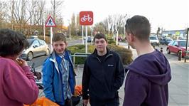 Lawrence enjoys his Duck Kebab outside Sainsbury's, reduced to a bargain price