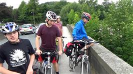 The group on Settle Bridge, looking forward to lunch in the Naked Man