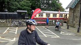 Leaving Stage 1 Cycles and the Firebox Cafe, located in the old station building at Hawes, where Michael had his broken spoke repaired at 10am