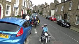 The group waits patiently in Askrigg while Michael takes photos and videos of Skeldale House, one of the locations used for the TV Series All Creatures Great and Small