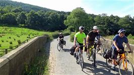 Riding over Shaken Bridge in Rye Dale