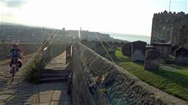 George arrives at the top of the steep climb up Church Lane, Whitby, which is very close to the Youth Hostel