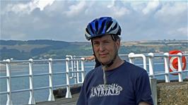 Michael watches with amusement as the youngsters practice parkour on Whitby West Pier