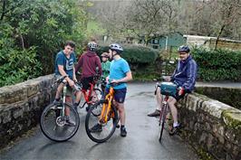 The group on the bridge at Combe, near Scoriton