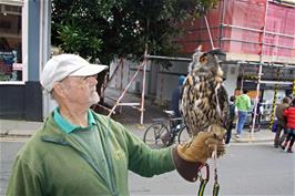 Totnes Rare Breeds centre employee shows off their long-eared owl