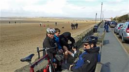 Lunch overlooking a very windy Instow Beach