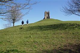 Dillan and George climbing Burrow Mump