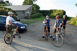 The group at the bottom of the track near Riverford Organic