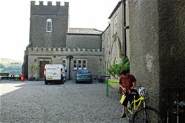 Lawrence in the courtyard of Grinton Lodge youth hostel