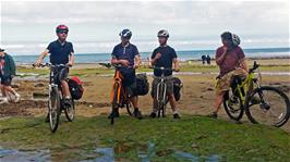 The youngsters arrive at Boggle Hole after riding along the beach from Robin Hood's Bay