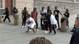 A dance band opposite the Freia chocolate shop at Karl Johans Gate, Oslo