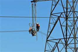 Pylon repairs near the Rising Sun, Woodland