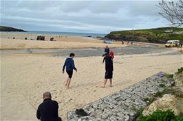 A beach stop at Harlyn Bay, 21.7 miles into the ride