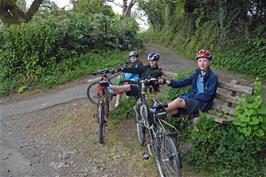 Jude, Dillan and George take a rest at Splatton, near Lydia Bridge, South Brent