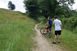 Dillan and George at the end of the woodland track from Belford Mill towards Ashburton