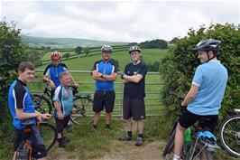 Dillan, George, John, Gavin, Oliver and Jude at Humphreys Cross at the top of Hembury Woods