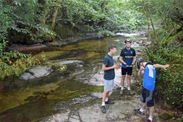 George, Jude and Dillan on the River Avon between Avonwick and Beneknowle