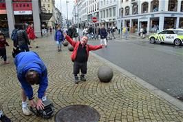 John enjoying Bergen near the Sailor's Monument on Strandgaten