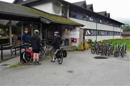 George, Jude and Dillan outside Voss youth hostel