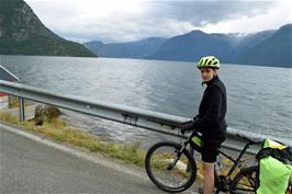 Jude on the banks of the Sognefjord