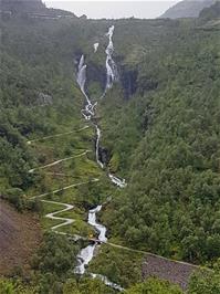 The Rallarvegen track as seen from the train