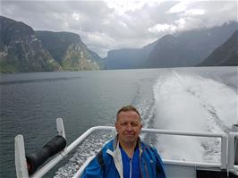 John at the back of the high speed ferry