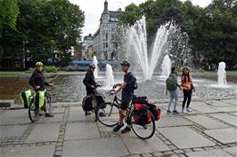 Fountains near the National Theatre at Karl Johans Gate, Oslo