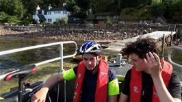 Our speedboat leaves the jetty by the old Alltnaharrie Inn