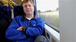 Michael relaxes on the final part of our train journey from Inverness to Edinburgh