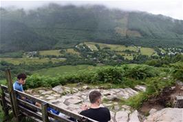 Looking back to the youth hostel from the the bench